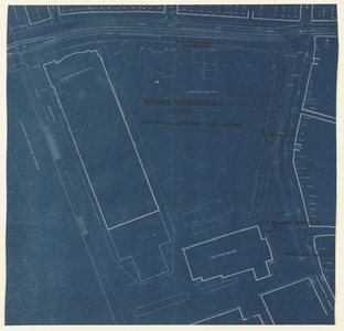 214384 Plattegrond van het Vredenburg met bebouwing te Utrecht; met aanduiding van de bij de aanleg van een nieuwe ...